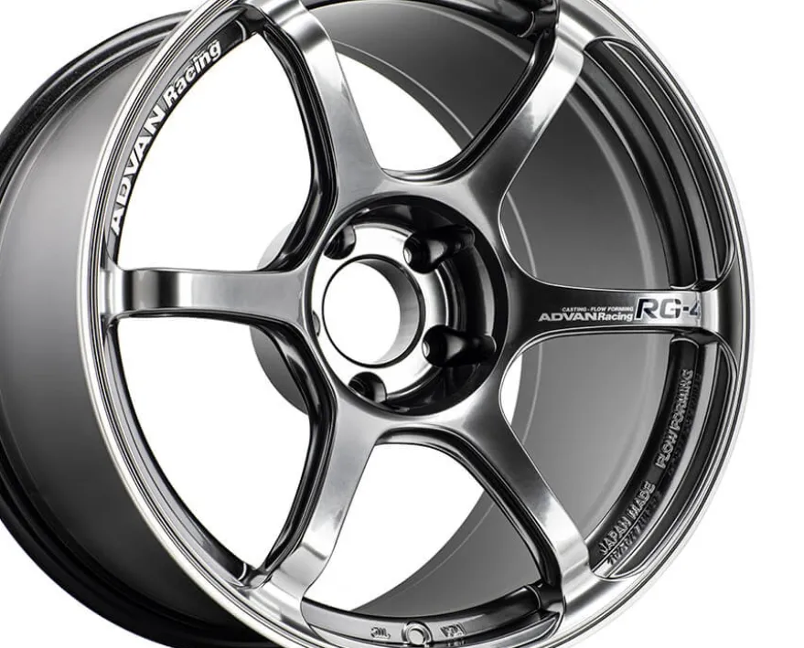 Advan RG-4 18x8.5 +37 5x114.3 Racing Hyper Black & Svarvad Kant Fälg