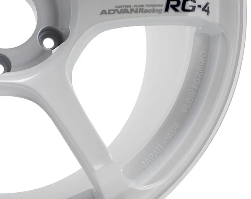 Advan RG-4 18x9.5 +25 5x112 Racing Vit & Svarvad Kant Fälg