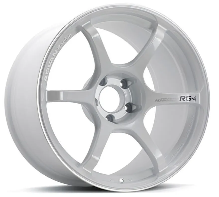Advan RG-4 18x10.5 +32 5x112 Racing Vit & Svarvad Kant Fälg
