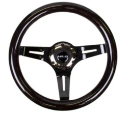 Classic Svart Träratt 310mm 3-ekrad Mattsvart Krom Centrum NRG