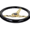 Classic Träratt 350mm 3-ekrad Guldigt Centrum Svart Ratt NRG