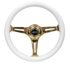 Classic Träratt 350mm 3-ekrad Guldigt Centrum Vit Ratt NRG