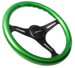 Classic Träratt 330mm 3-ekrad Mattsvart Centrum Grön Ratt NRG