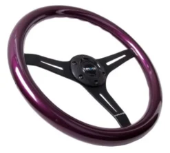 Classic Träratt 330mm 3-ekrad Mattsvart Centrum Lila Ratt NRG