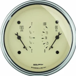 Dual-mätare Bränsle / Oljetryck 87mm 240ΩE-33ΩF & 100PSI (Elektrisk) ANTQ BEIGE