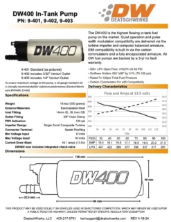DW400 Bränslepump 415 L/H In-Tank Deatschwerks (Bensin/E85)