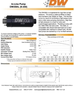 DW350iL Bränslepump 350 L/H In-Line Deatschwerks