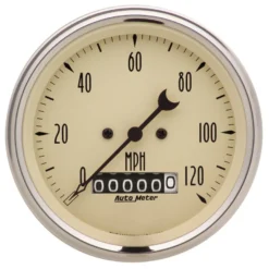 Hastighetsmätare 87mm 120MPH (Elektrisk). PROG. W/ WHEEL ODO ANTQ BEIGE