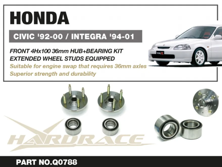 Honda Civic EG / EK / Del sol / Integra DC2 1992-2001 36mm Främre Nav med Hjullager Hardrace