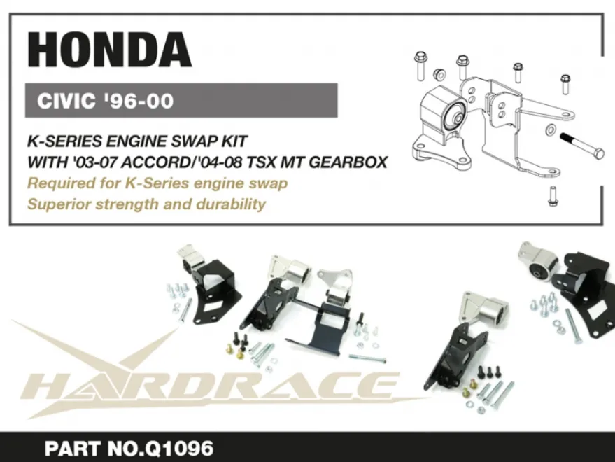 Honda Civic 1996-2000 K-series Swap Motorfäste Kit Hardrace