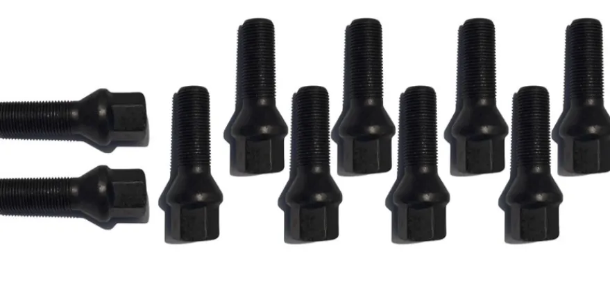 HR-B1454301Paket hjulbultar 10st M14x1.5 Konisk Svart, Längd 43mm 10 st bultar