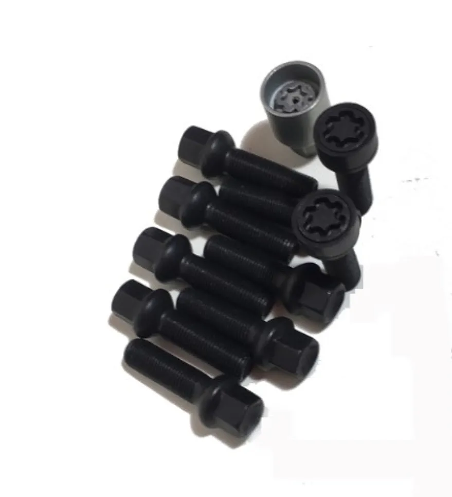 HR-B1455702SET H&R Bultsats inkl låsbutar M14x1,5 Sfäriskt 14mm säte Svart, Längd 57mm
