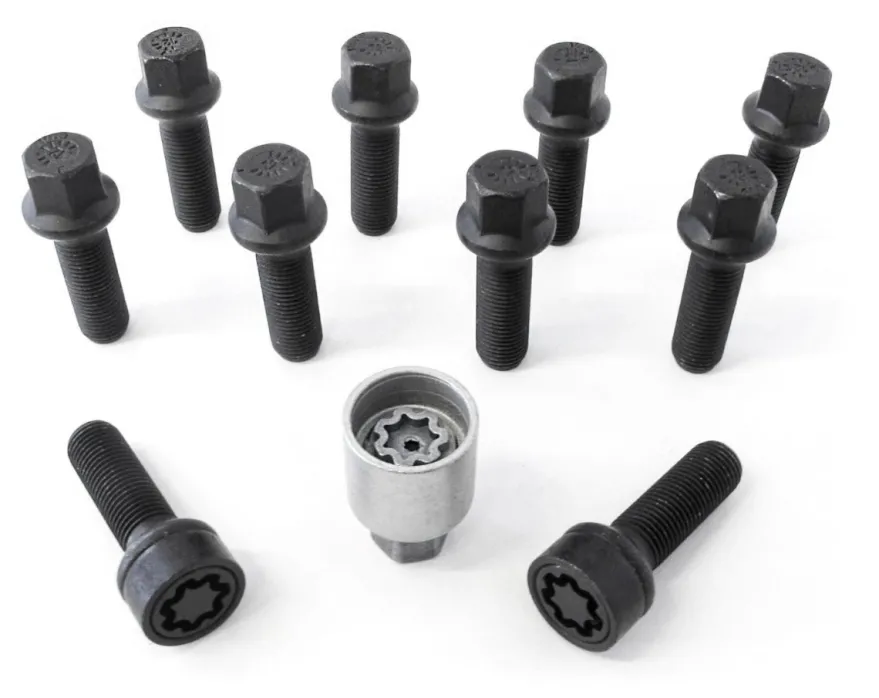 HR-B1453703SET H&R Bultsats inkl låsbutar M14x1,5 Sfäriskt 13mm säte. VAG Svart, Längd 37mm