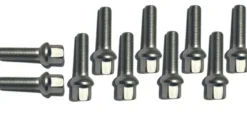 HR-1453703 Paket hjulbultar 10st M14x1.5 Sfärsiska Silver, Längd 37mm 10 st bultar VAG