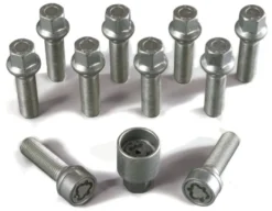 HR-1454003SET H&R Bultsats inkl låsbutar M14x1,5 Sfäriskt 13mm säte. VAG Silver, Längd 40mm