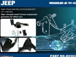 Jeep Wrangler 06-18 JK bakre Track Bar Förflyttningsfäste (För 4'' Höjning) Hardrace