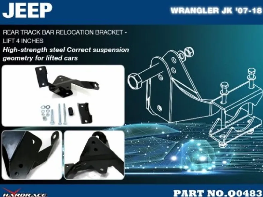 Jeep Wrangler 06-18 JK bakre Track Bar Förflyttningsfäste (För 4'' Höjning) Hardrace