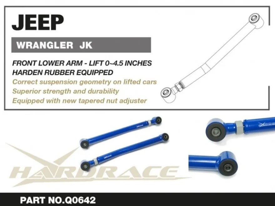 Jeep WRANGLER 06-18 JK Främre Nedre Länkarmar - Justerbara V2. (LIFT 0~4.5'') Hardrace