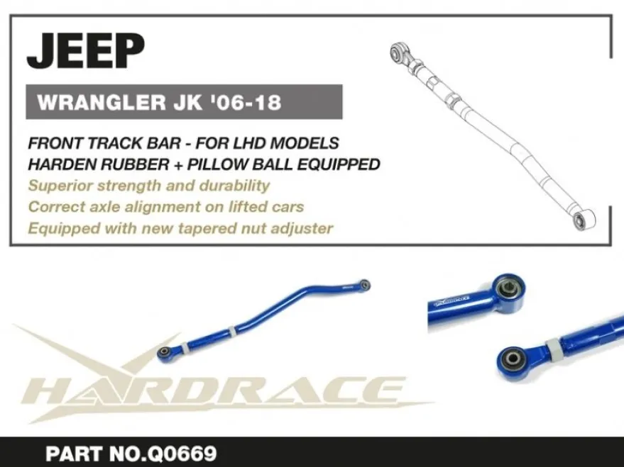 Jeep WRANGLER 07-18 JK Främre TRACK BAR - Justerbar (Lift 0-4.5'') V2. (LHD) Hardrace