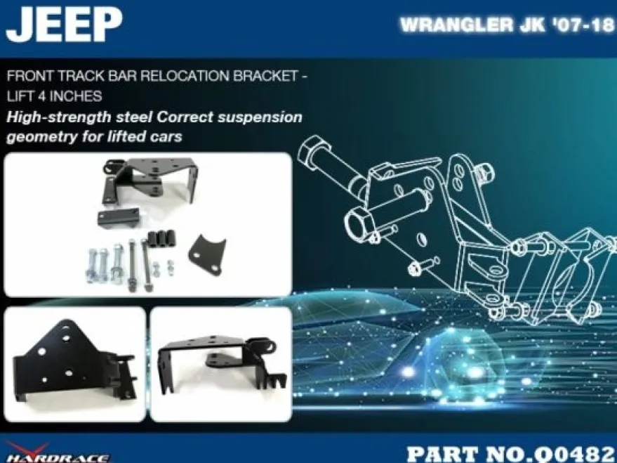 Jeep Wrangler 06-18 JK Främre Track Bar Förflyttningsfäste (För 4'' Höjning) Hardrace