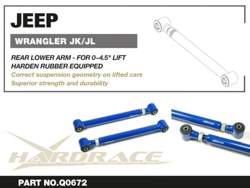 Jeep Wrangler 06-18 JK / 18- JL Bakre Nedre Länkarmar - Justerbara (0~4.5'' LIFT) V2. Hardrace