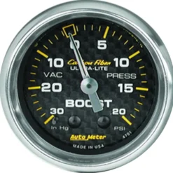 Laddtrycksmätare 52mm 30INHG-20PSI (Mekanisk) CARBON FIBER