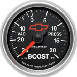 Laddtrycksmätare 52mm 30INHG / 20PSI (Mekanisk) GM CHEVY Svart