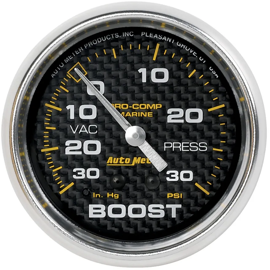 Laddtrycksmätare 66.7mm 30INHG / 30PSI (Mekanisk) MARINE CARBON FIBER