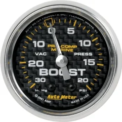 Laddtrycksmätare 52mm 30INHG / 20PSI (Mekanisk) MARINE CARBON FIBER