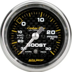 Laddtrycksmätare 52mm 30INHG-30PSI STEPPER MOTOR W/ PEAK & WARN CARBON FIBER