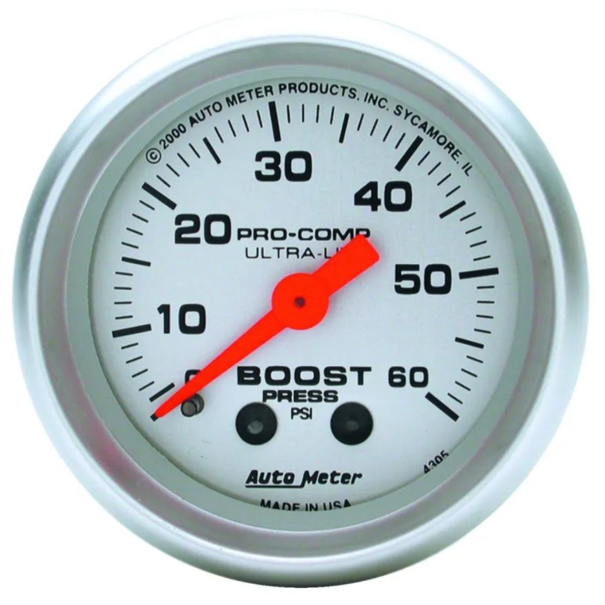 Laddtrycksmätare 52mm 60PSI (Mekanisk) Ultra-Lite