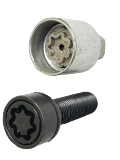 Låsbultsats HR-BVN738 M14x1.25x38 Konisk 60° Svart Längd 38mm Silver BMW Mini
