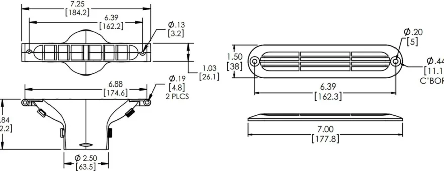 180mm Defrost Ventilation 63mm (2.5'') + Top