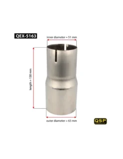 51-63mm Rostfritt Stål Reducering Avgasrör QSP