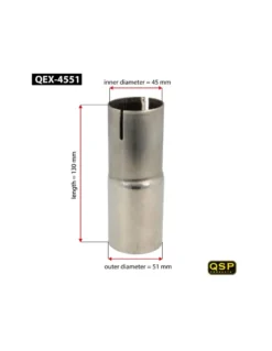 45-51mm Rostfritt Stål Reducering Avgasrör QSP