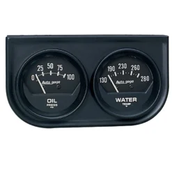 Mätarekonsol Oljetryck/Vattentemp. 2'' 100PSI/280ºF BLK DIAL BLK BZL AUTOGAGE