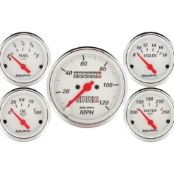 Mätarkit 5st 3 1/8'' & 52mm MECH. SPEEDOMETER ARCTIC Vit