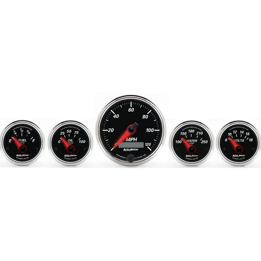 Mätarkit 5st 87mm & 52mm (Elektrisk) DESIGNER BLACK II