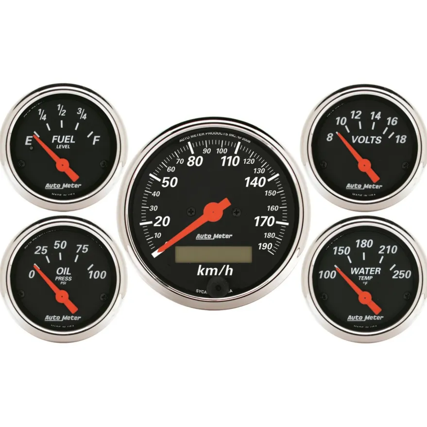 Mätarkit 5st 79.4mm & 52mm (Elektrisk) Hastighetsmätare KM/H DESIGNER BLACK