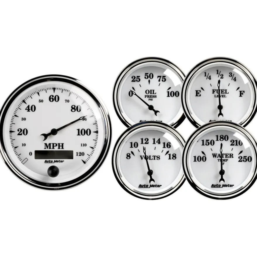 Mätarkit 5st 87mm & 52mm (Elektrisk) OLD TYME WHITE II
