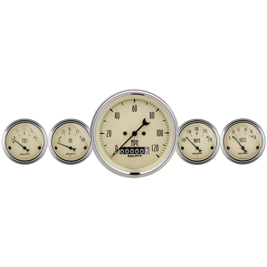 Mätarkit 5st 87mm & 52mm (Elektrisk). SPEEDOMETER ANTIQUE BEIGE