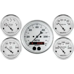 Mätarkit 5st 87mm & 52mm GPS-styrd Hastighetsmätare OLD TYME WHITE