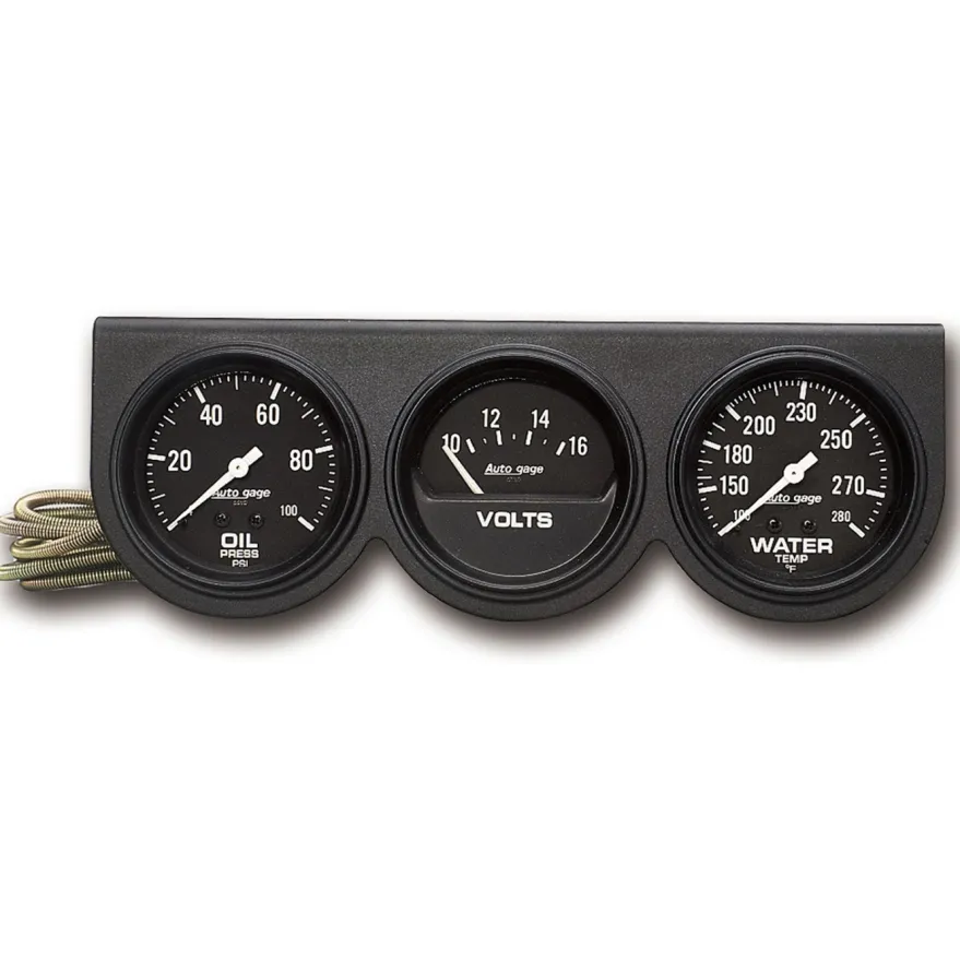 Mätarkonsol Oljetryck/Vattentemp/Volt 66.7mm 100PSI/280ºF/16V BLK DIAL BLK BZL AG