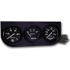 Mätarkonsol Oljetryck/Vattentemp/Volt 2'' 100PSI/280ºF/18V MECH BLK DIAL BLK BZL AG