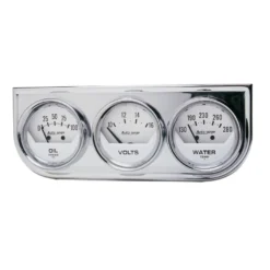 Mätarkonsol Oljetryck/Vattentemp/Volt 2'' 100PSI/280ºF/16V WHT DIAL Krom BZL AG