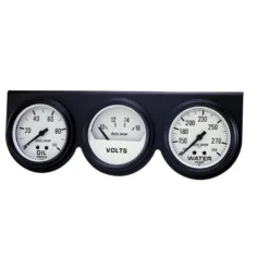 Mätarkonsol Oljetryck/Vattentemp/Volt 66.7mm 100PSI/280ºF/16V WHT DIAL BLK BZL AG