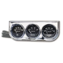 Mätarkonsol Oljetryck/Vattentemp/Volt 2'' 100PSI/280ºF/16V BLK DIAL Krom BZL AG