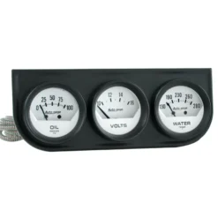 Mätarkonsol Oljetryck/Vattentemp/Volt 2'' 100PSI/280ºF/16V WHT DIAL BLK BZL AG