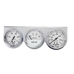 Mätarkonsol Oljetryck/Vattentemp/Volt 66.7mm 100PSI/280ºF/16V WHT DIAL Krom BZL AG