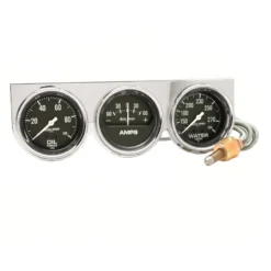 Mätarkonsol Oljtryck/Vattentemp/Volt 66.7mm 100PSI/280ºF/60A BLK DIAL Krom BZL AG